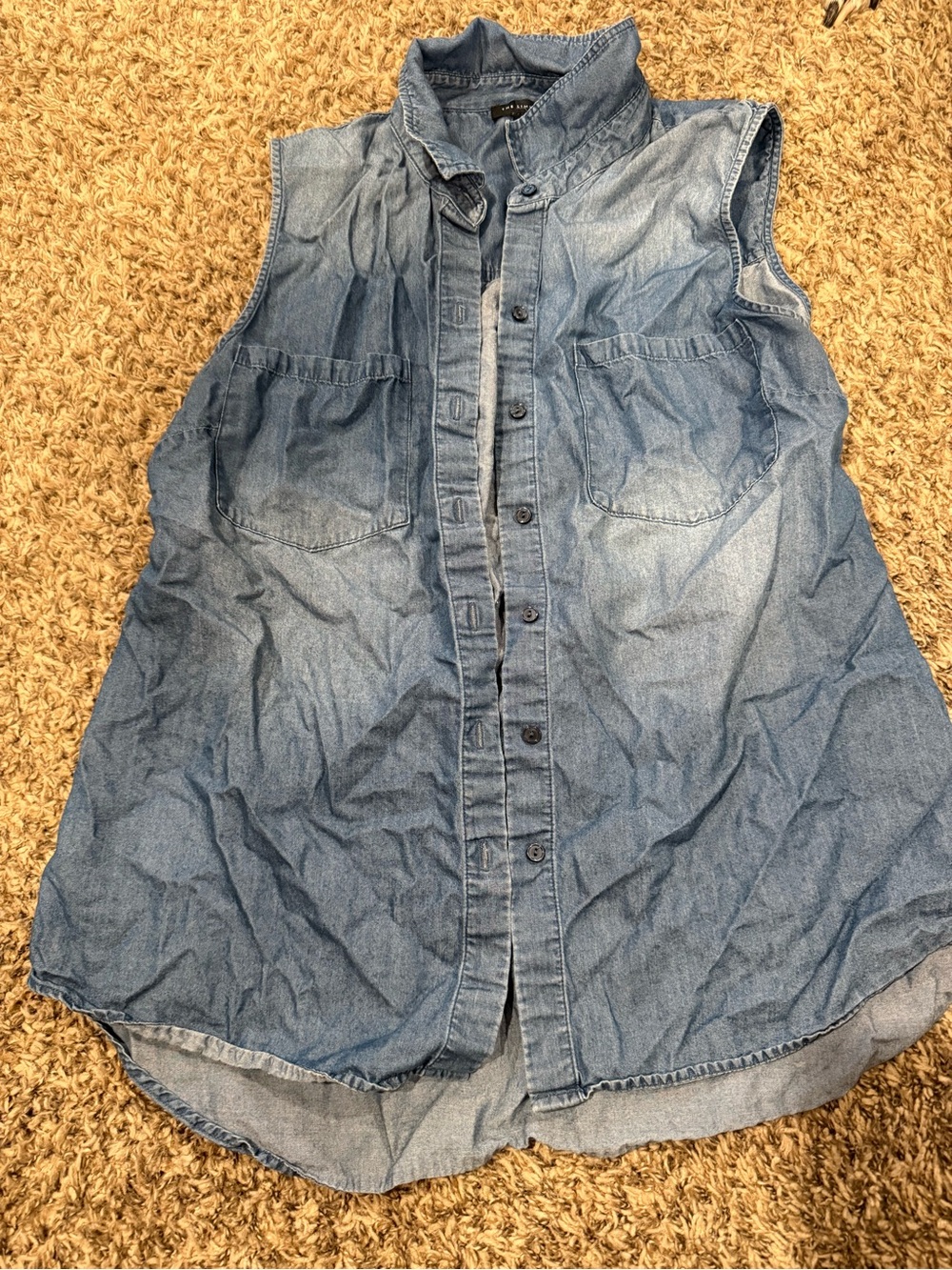 The Limited Sleeveless Denim Button-Down Shirt - Light Blue